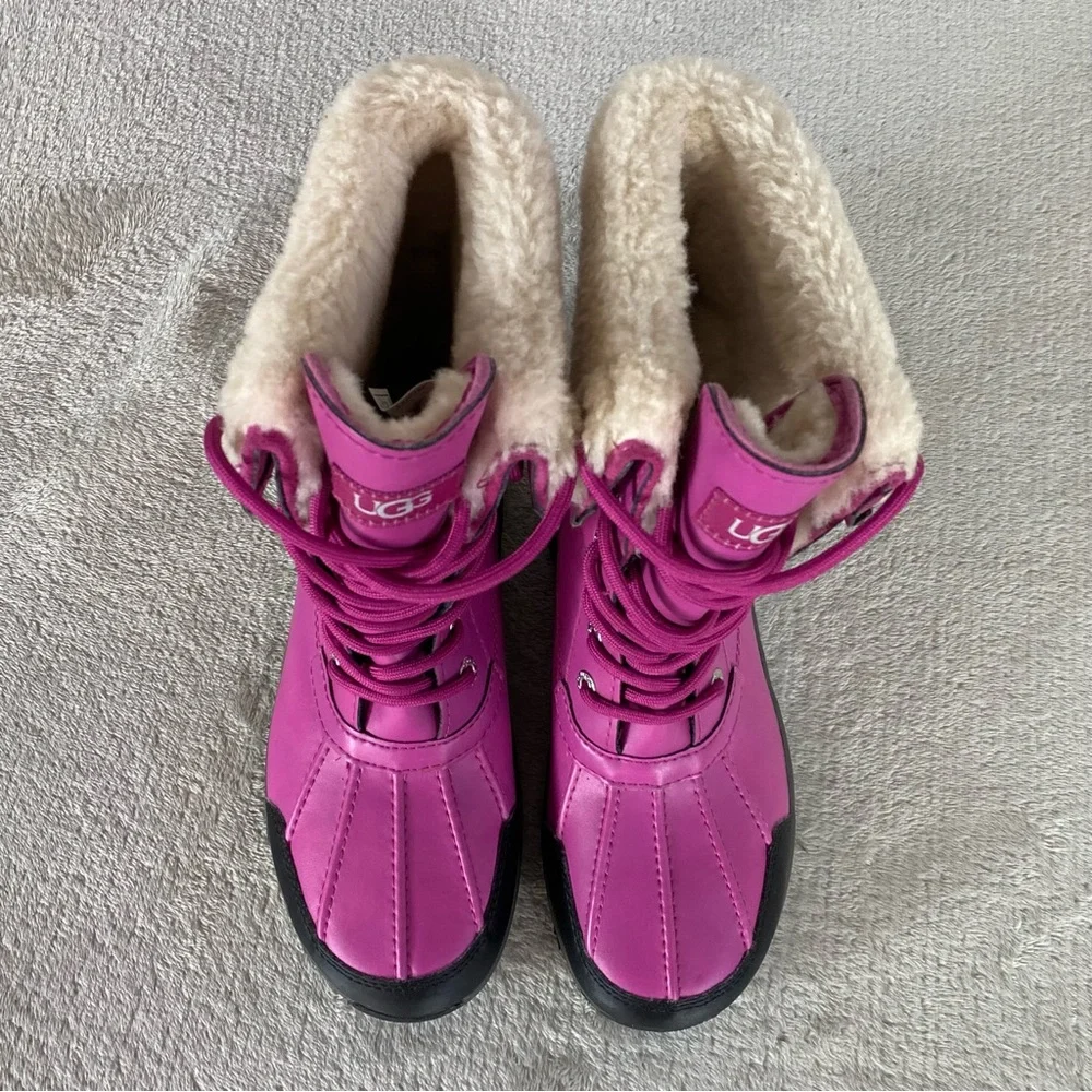 UGG Butte II Boots Girls‎ 5 Women 6 Pink Leather Waterproof Insulated Sheepskin